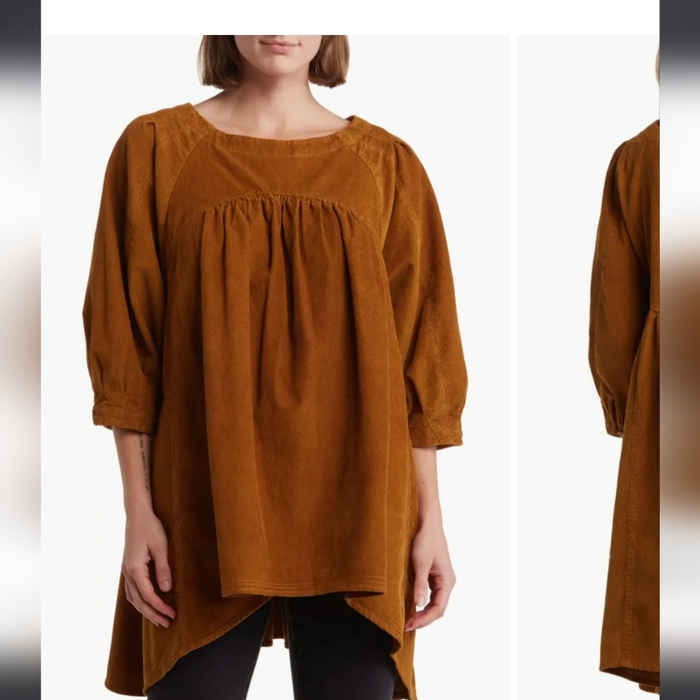 Mustard Yellow Corduroy Tunic Dress - Picture 4 of 5